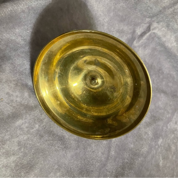 Vintage Large Round Base Brass Taper Candlestick Holder 3-1/2” T 5” W - Picture 4 of 4